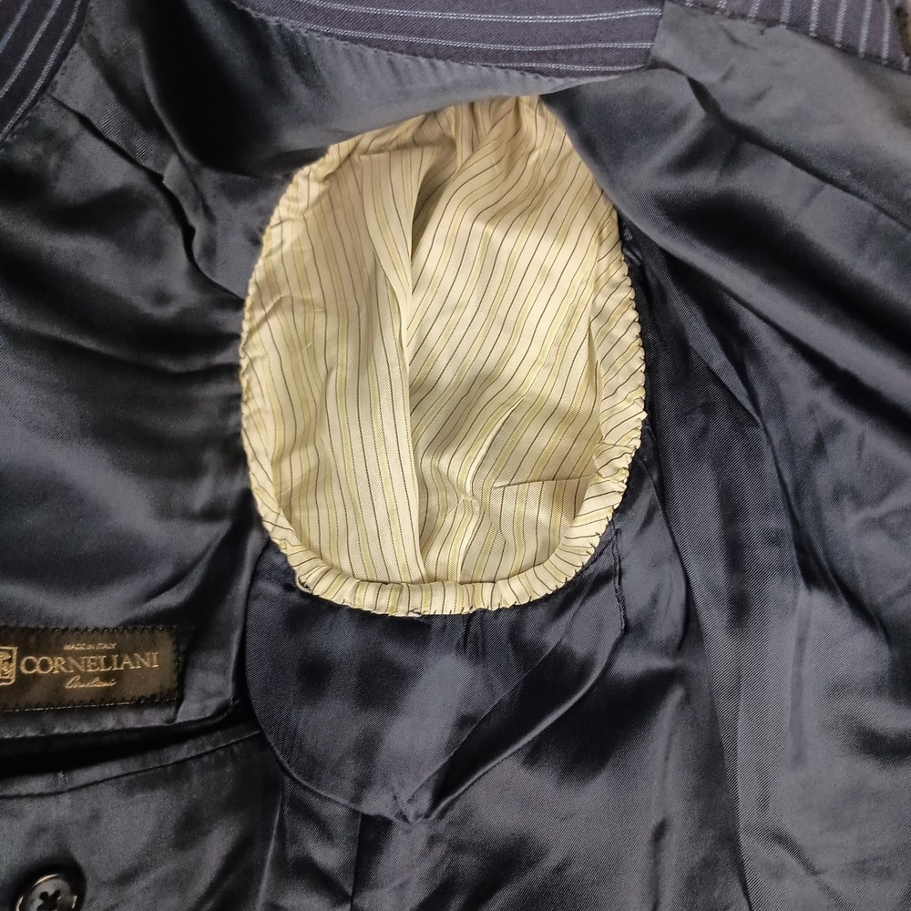 CORNELIANI Mantua Suit Super 130's 42R 36W Virgin Wool Navy Blue Pinstripe - Picture 4 of 16